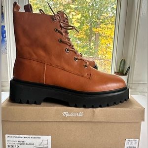Madewell Rayna Lace-Up Boot (English Saddle)